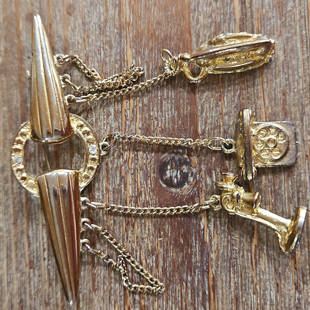 Vintage Telephone Charm Brooch